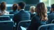 © Татьяна Макарова - Diverse people attending business seminar, seated with notes