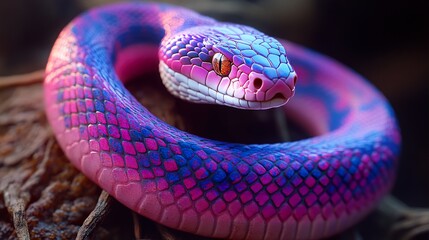 Vibrant Pink and Blue Snake Close-Up