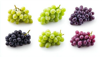 Wall Mural - A bunch of grapes in different colors, including green, purple, and black