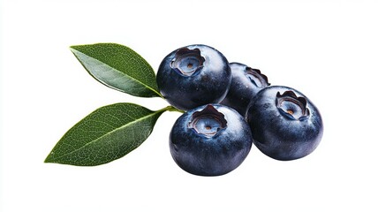 A bunch of blueberries on a leaf