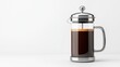© Owl.Studio - French press coffee maker with brewed coffee, white isolated background.