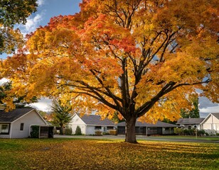 Lush Sugar Maple Tree with Yellow Leaves