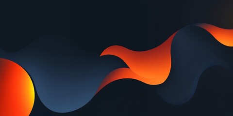 Wall Mural - abstract background with flowing orange and blue shapes against a dark backdrop.