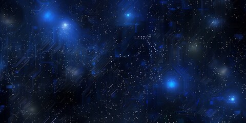 Wall Mural - abstract digital background with glowing blue lights and circuit board patterns.