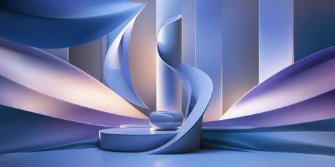 Wall Mural - abstract 3d render with blue and purple geometric shapes.