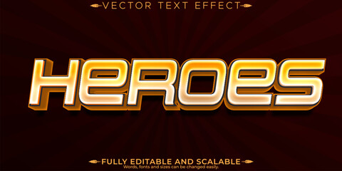 Poster - Heroes editable text effect, editable super and power text style