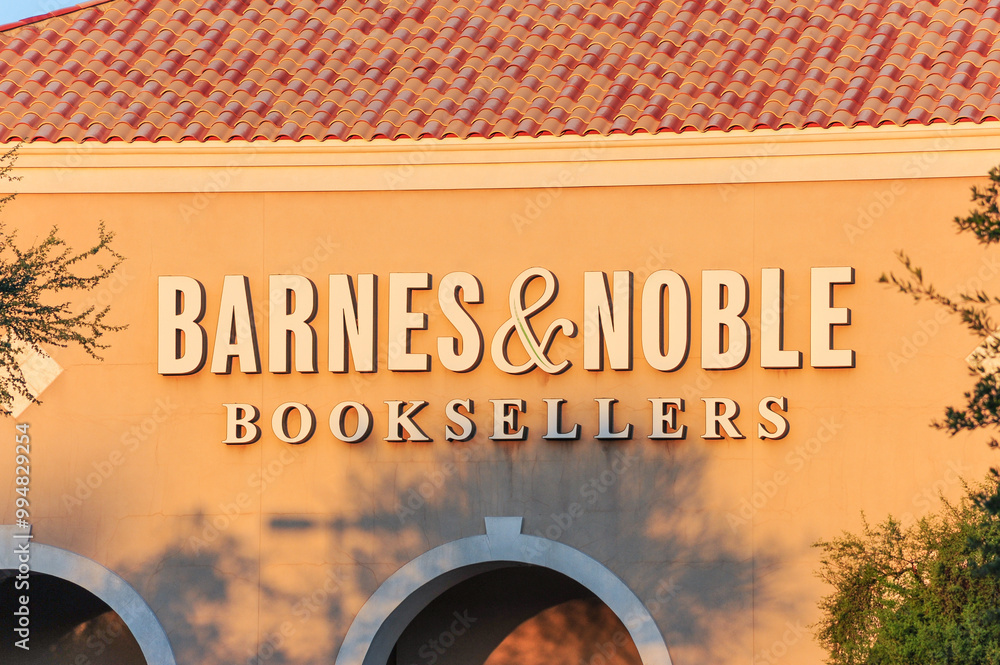 Barnes Barnes & Noble Booksellers storefront with exterior signage on stucco ...