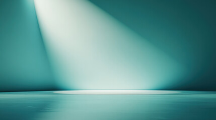 Wall Mural - abstract turquoise background with empty space for product presentation, light blue wall and floor