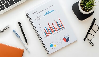 Poster - Business Plan with Key Performance Indicators on Clean White Surface