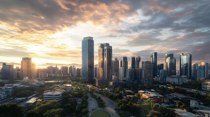 Modern cityscape, panoramic background. 