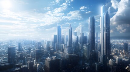 Modern cityscape, panoramic background. 