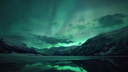 Wall Mural - Aurora_borealis_on_the_Norway._Green_northern_light