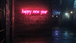 © Jiranun - Neon sign  ' happy new year ' on a dark brick wall