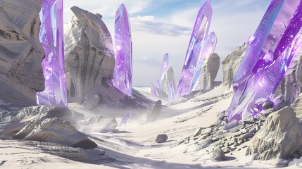 Wall Mural - _Fantasy_landscape_with_sandy_glaciers_and_purple