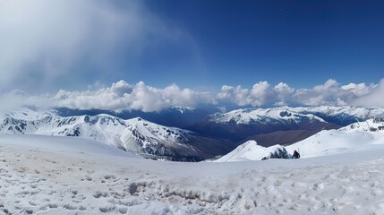 Wall Mural - Panorama_of_winter_mountains_in_Caucasus_regionElbr