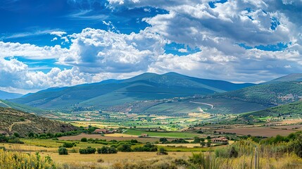 Wall Mural - panoramic_landscape_with_mountain_range