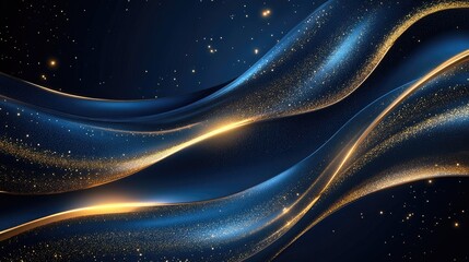 Blue background, dark blue and gold lines, speed of light, abstract composition
sense of technology