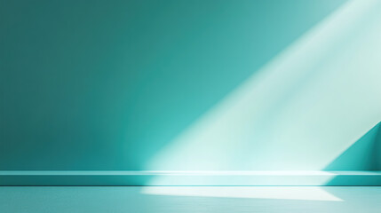 Wall Mural - abstract turquoise background with empty space for product presentation, light blue wall and floor
