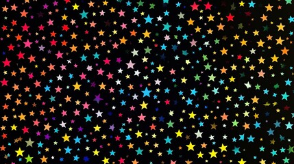 Wall Mural - Colorful Star Pattern on a Black Background