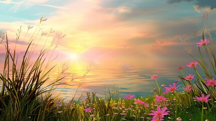 Wall Mural - Spring_Morning_sunset_Ocean_beautiful_nature