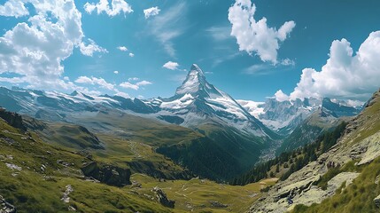 Canvas Print - Majestic Mountain View with Snow-Capped Peaks