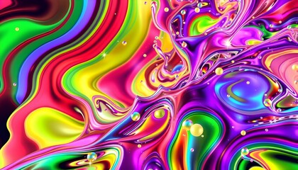 Abstract Liquid Swirl Rainbow Background