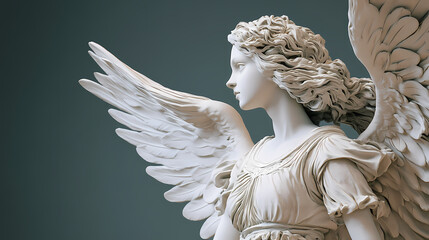 Wall Mural - Elegant angel sculpture with detailed wings. Renaissance Art. Illustration