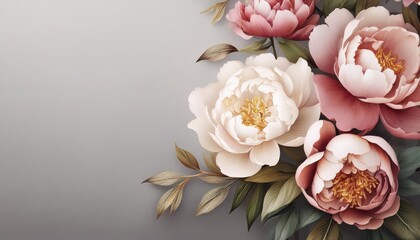 Sticker - Pink and white peonies in bloom