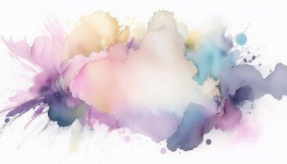 Sticker - Abstract watercolor art in shades of purple, blue, and yellow.