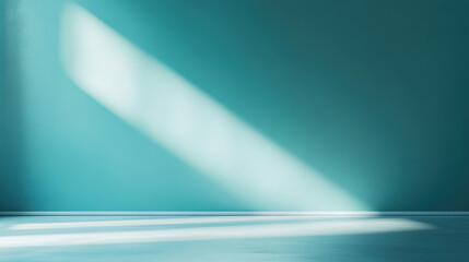 Wall Mural - abstract turquoise background with empty space for product presentation, light blue wall and floor