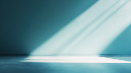Wall Mural - abstract turquoise background with empty space for product presentation, light blue wall and floor