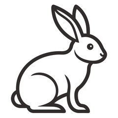 Canvas Print - Rabbit silhouette black line art icon vector illustration