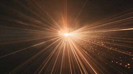 Poster - Laser light lines converging at a single point, forming a starburst effect on a dark, atmospheric background