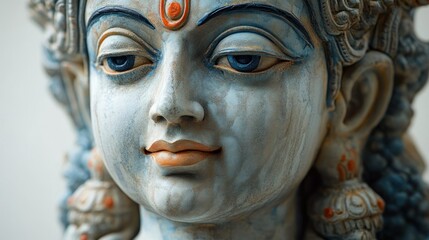 Close-up of a beautifully crafted deity sculpture.