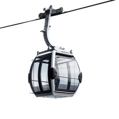 Modern cable car cabin isolated on a white background, providing scenic aerial transportation with panoramic views.