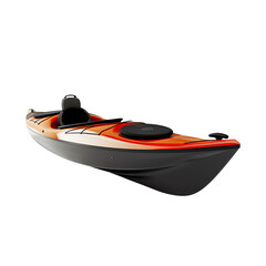 Sleek orange and black kayak perfect for adventure and paddling. Ideal for water sports enthusiasts and outdoor recreation.