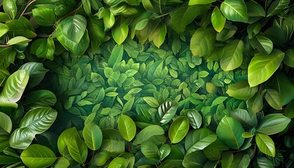 Wall Mural - Lush Green Foliage Background with Rich Texture, Ideal for Botanical Themes and Eco-Friendly Concepts