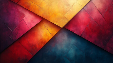 Wall Mural - Abstract geometric shapes in red, yellow, blue, and purple hues.