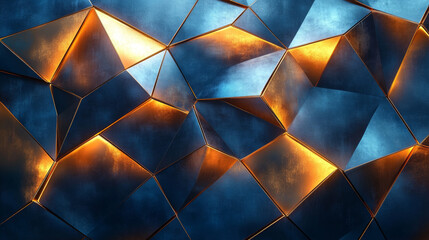 Canvas Print - Abstract geometric background with blue and orange tones.