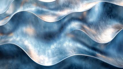 Canvas Print - Abstract metallic waves, smooth and shiny.