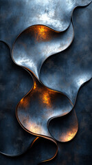 Sticker - Abstract metal waves with warm glow