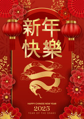 Wall Mural - chinese new year 2025 greeting card template vector illustration.