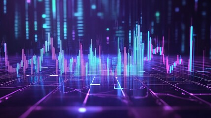 Wall Mural - abstract digital visualization of data with colorful graphs and charts in a futuristic setting, idea