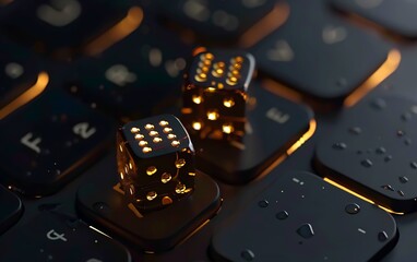 Red dices on a dark background. Casino concept.