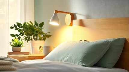 Sticker - Cozy Bedroom with Pillows and Nightstand.