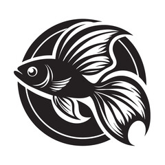 Sticker - Betta fish silhouette vector illustration on a white background