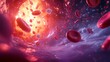 © klss777 - Close-up of blood cells: red cells varied, white cells defending, with soft lighting and swirling plasma.