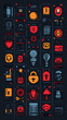 © Vertigo Images - A colorful pattern of various security and safety icons.