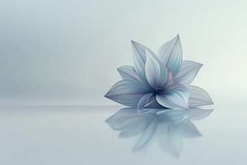 icon of a flower with modern design and crisp lines displayed on a clean white surface with soft reflections