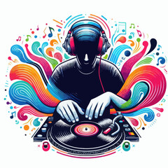 Poster - Vector image of a colorful DJ